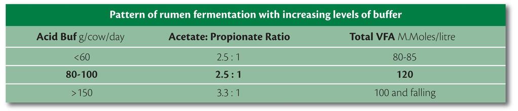 Modello di fermentazione del rumine con valori tampone in aumento La produzione di propionato