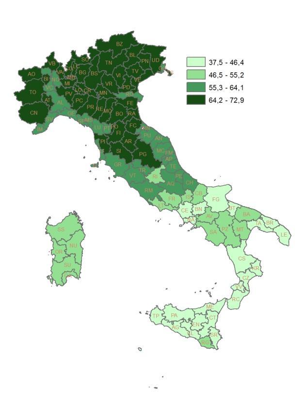 percentuali sul 2016) Tasso di disoccupazione per provincia.