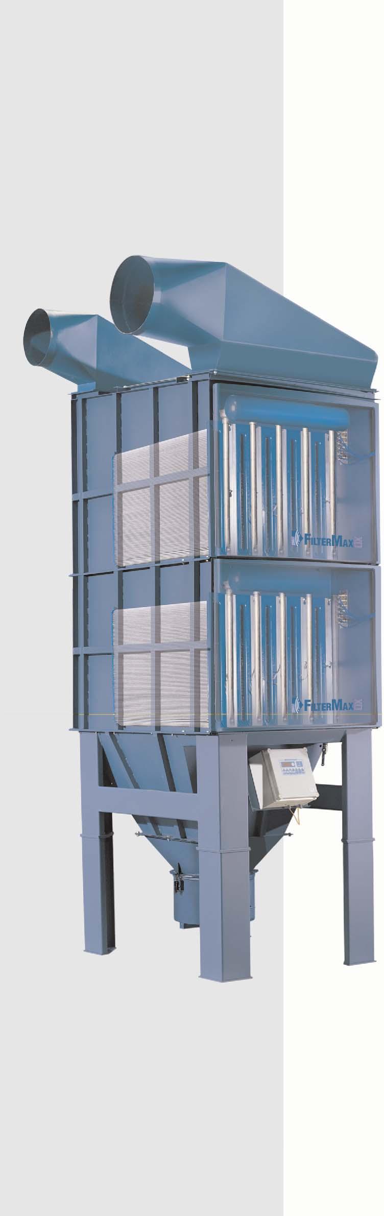 Filtrazione FilterMax per tutti i tipi di polvere Il FilterMax è un sistema filtrante di tipo modulare, con elevata capacità di filtrazione a regime continuo.