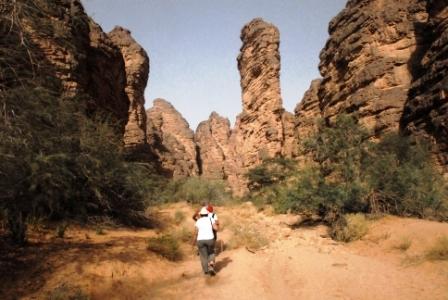 che costeggia l altopiano del Tassili. Proprio alla base del Tassili, l oued Essendilene si inoltra per molti chilometri nell altopiano tra alte pareti di roccia.