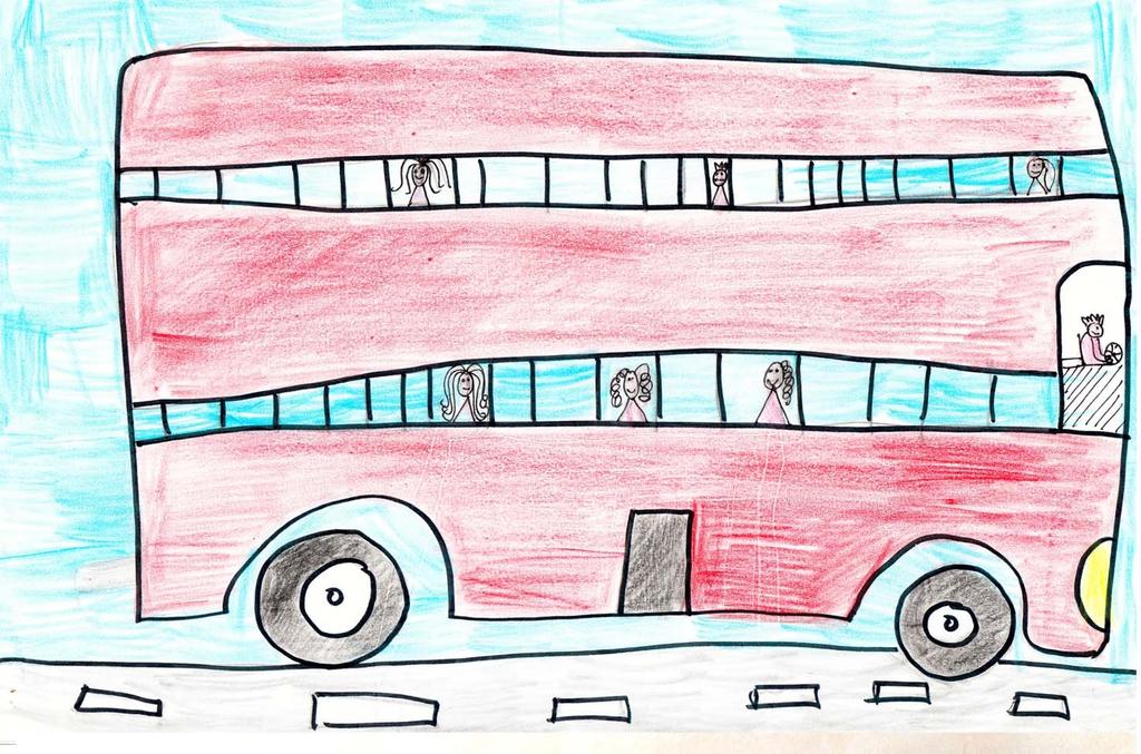 L'USO DELLE CINTURE NEI MEZZI PUBBLICI Autobus e minibus in servizio urbano Disegni eseguiti da bambini di 6 anni.