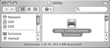 Fre li su Utility Configurzione Stmpnte (o su Centro Stmp) nell rtell Utility. 9. Chiudere le ltre pplizioni e fre li su Continu. 4.