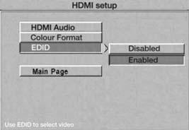 Menu di configurazione EDID (Extended Display Identification Data) Impostazione predefinita: Enabled (Attivato) Identifica le risoluzioni d'immagine supportate dal dispositivo di visualizzazione.