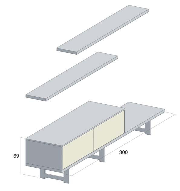 TOP mensola in laminato bordo unicolor basamento al ml escluso