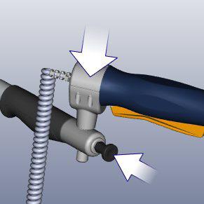 INDICAZIONE - Quando l v-max non è n uso le mangle s trovano negl appost alloggament della regolazone larghezza e possono essere estratte dagl stess. Trare pern d fssaggo de support mangle.