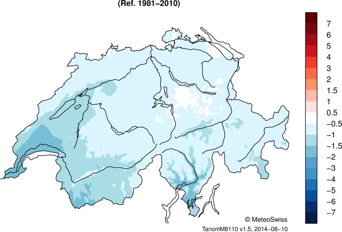 MeteoSvizzera Bollettino del clima Luglio 2014 4 Temperatura, precipitazioni e soleggiamento,