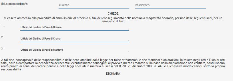 Confermata la compilazione della domanda oppure, in caso di domanda già presentata, attivato il processo di revoca (vedi paragrafi 6 e 7), l utente sarà indirizzato su una pagina in cui risulteranno