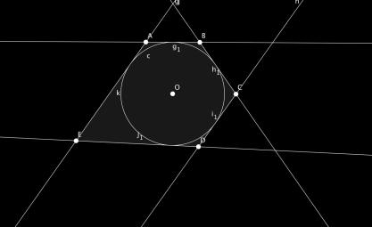 L area del cerchio Pentagono circoscritto Disegno: Una circonferenza di raggio 1 5 punti sulla circonferenza Le tangenti