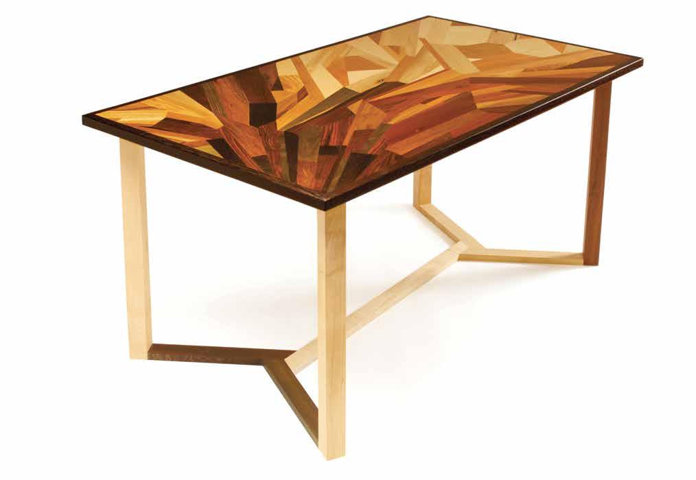 18 - TAVOLI LUCEOMBRA tavolo con base in acero e wengè e piano