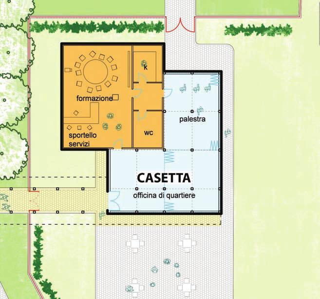 riorganizzazione planimetrica dell edificio per favorirne la connessione con il mercato e la casetta verde AMPLIAMENTO CASETTA VERDE.