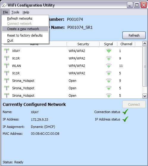Sirona Dental Systems GmbH 3 Configurazione 4. Immettere nella finestra che compare la password di servizio e fare clic su "OK". Si apre la finestra "WiFi Configuration Utility". 5.