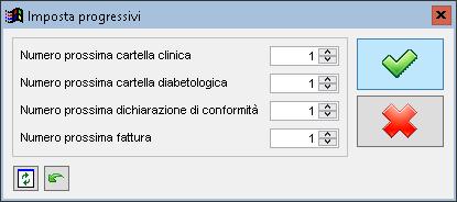 IMPOSTAZIONE DEL NUMERO DI PARTENZA PER LA FATTURA Per impostare il numero di partenza per la fatturazione scegliere Imposta progressivi sul menu Strumenti.