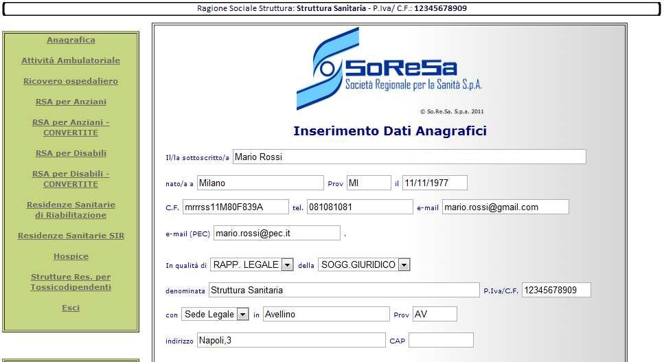 Tutti i campi indicati sono considerati obbligatori, quindi è condizione indispensabile la compilazione di tutti i valori presenti nel modulo.