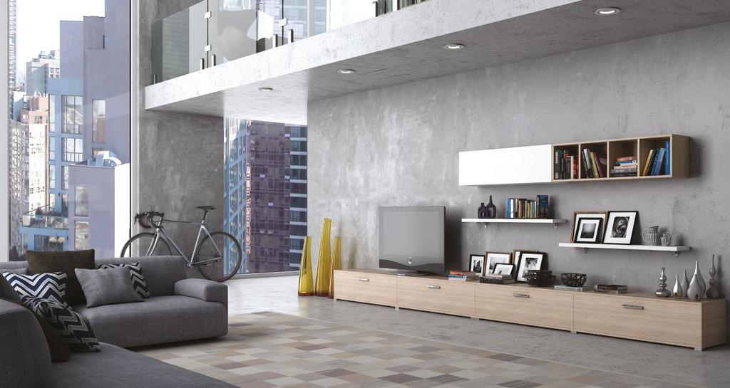 PARETE ATTREZZATA MILLEIDEE ZONA GIORNO - LIVING ROOM CREA LA TUA AREA LIVING FUNZIONALE CON IL SISTEMA MODULARE LINEA AZZURRA. MOLTEPLICI COMBINAZIONI DIVERSE, ADATTE A TUTTI GLI SPAZI.