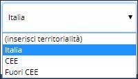 Territorialità IVA: Nel campo territorialità viene definita la territorialità IVA dell operazione.