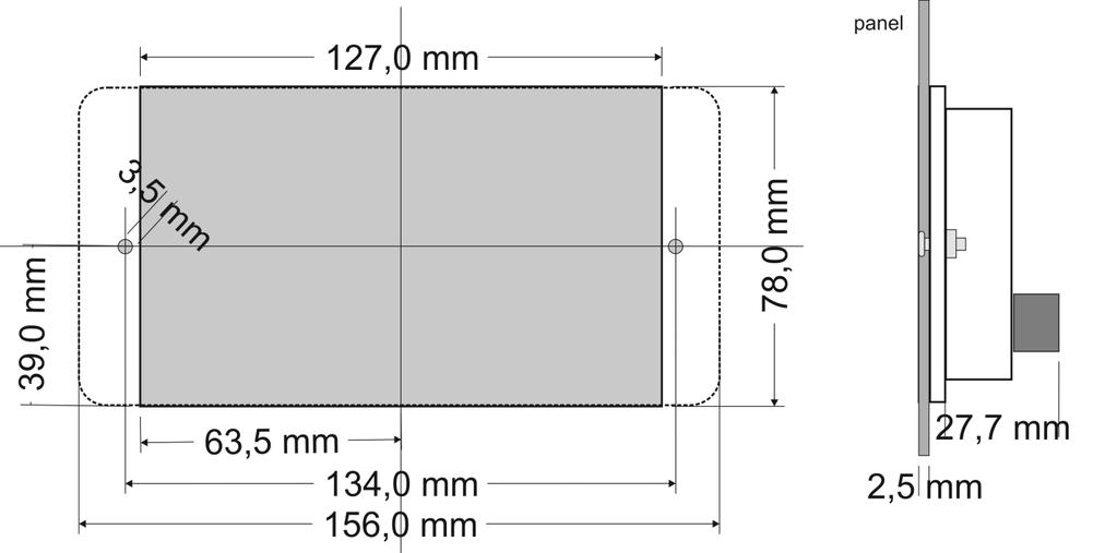 Montaggio pannello senza cornice: Per questo montaggio è necessario che il monitor sia alla stessa altezza del pannello metallico, quindi per pannelli inferiori ai 2,5mm è necessario inserire dei