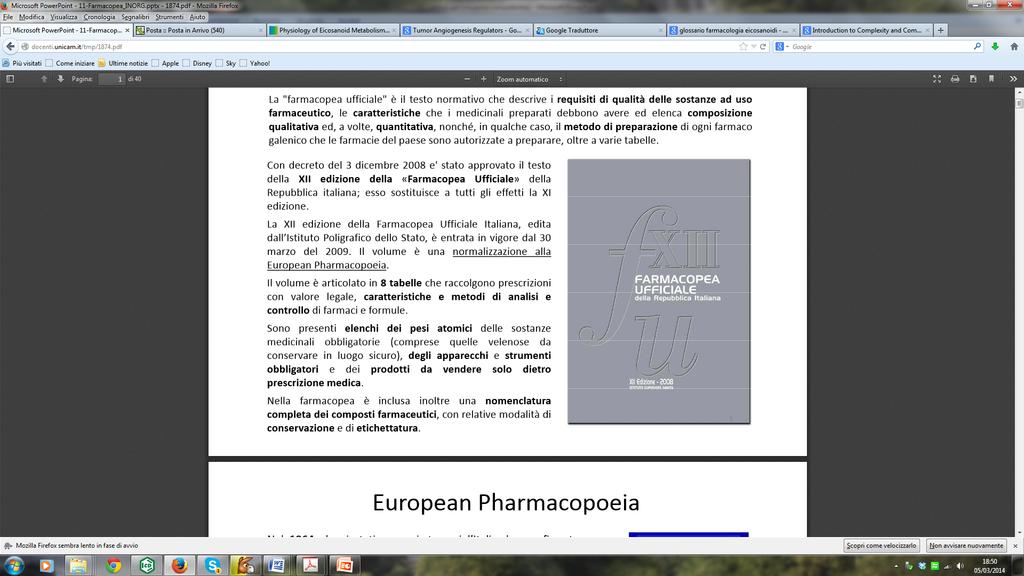 La farmacopea ufficiale