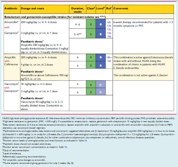 TABELLA 17: Terapia dell endocardite infettiva provocata da enterococchi Schema tratto