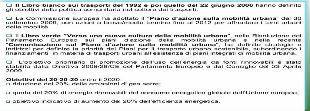 Il Libro bianco sui trasporti del 1992 e poi quello del 22 giugno 2006 hanno definito gli obiettivi della politica comunitaria nel settore dei trasporti.