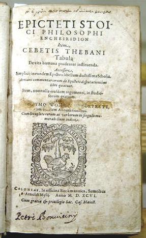 tav. VI - Epicteti Encheiridion, item Cebetis Thebani Tabula, stampato, con