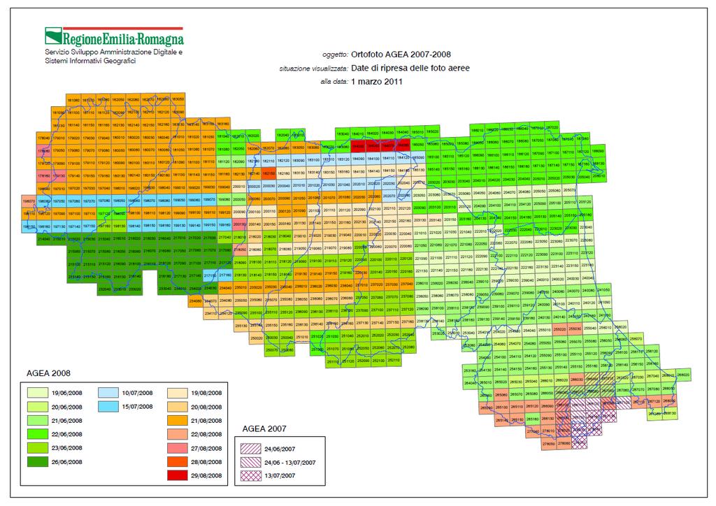 Scheda riepilogativa database uso del suolo 2008 Fonte informativa utilizzata Ortofoto AGEA 2008 a colori ed infrarosso con pixel 50 cm Ortofoto AGEA 2007 a colori per la zona della Valmarecchia Anni