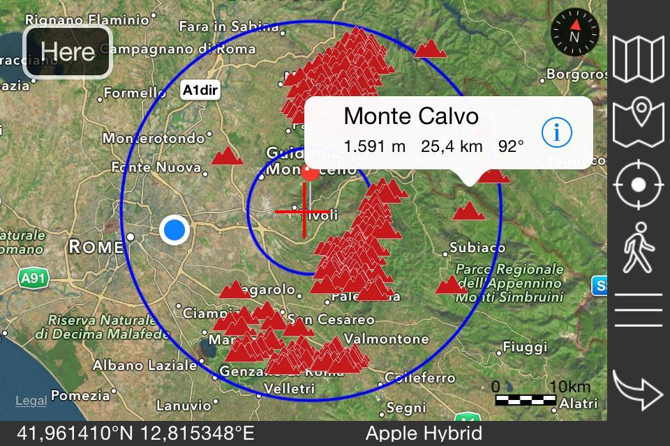 Mappa La pagina contiene i seguenti elementi: Corpo centrale contenente la mappa Barra degli strumenti verticale di destra con le funzioni principali. Barra di stato in basso.