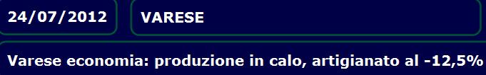 I dati sono stati resi noti dalla Camera di Commercio questa mattina e segnalano infatti per Varese un calo produttivo del 2,7% tra aprile e giugno, quando la discesa lombarda ha registrato un ancor