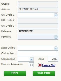 1- Ordini Dal menu, funzioni e successivamente ordini, si accede alla sezione principale: ordini.