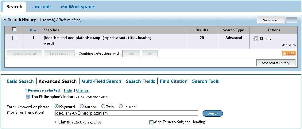 4.2 Advanced Search La ricerca avanzata permette la ricerca per parola chiave, autore, titolo dell