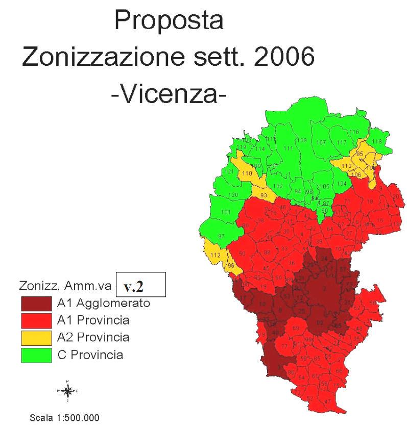 Figura 8 Nuova zonizzazione amministrativa della Provincia di Vicenza