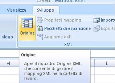 5) Cliccare su Origine; 6) Cliccare su Mapping XML; 7) Cliccare su