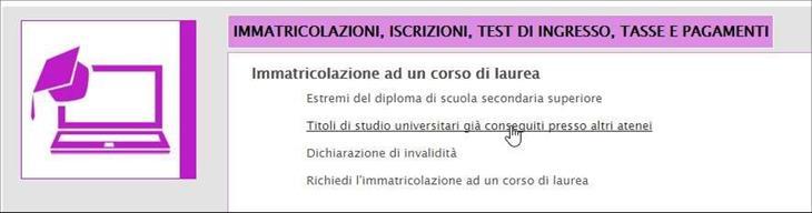 Seleziona ora la voce Richiedi l immatricolazione ad un corso di laurea dalla lista presente sotto la voce