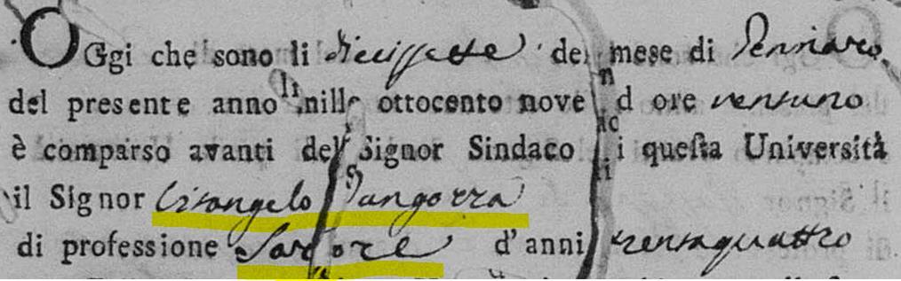 Vitangelo Tangorra sarto, 1786-?