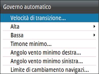 Se l'angolo di vento apparente (AWA) è >60º, la modalità vento utilizzerà l'angolo di vento vero (TWA) - Apparente - Vero Ottimizzazione VMG: è possibile ottimizzare la VMG al vento.