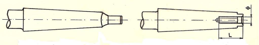 Tabella N 2 N del cono Diametro della filettatura Lunghezza L (mm) Morse N 1 6 MA 16 Morse N 2 10 MA 24 Morse N 3 12 MA 28 Morse N 4 16 MA 35 Morse N 5 20 MA 45 Morse N 6 24 MA 55 Inoltre il codolo