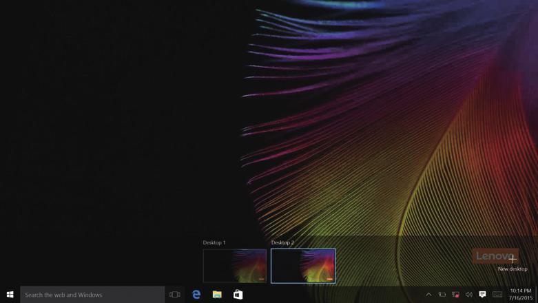 Capitolo 2. Primo utilizzo di Windows 10 Fare clic su New desktop (Nuovo desktop).
