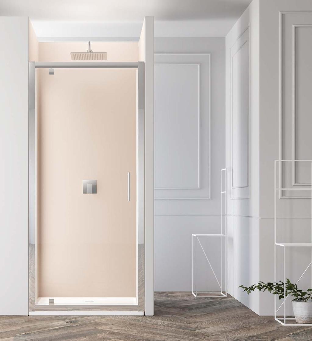 PRODOTTI. PRODUCTS ANTA BATTENTE - TRASPARENTE + STAMPATO Q HINGE DOOR - CLEAR GLASS + CLOTH GLASS VENERE porta battente tra 2 muri VENERE 2.0 ANTA BATTENTE - TRASPARENTE + STAMPATO Q.