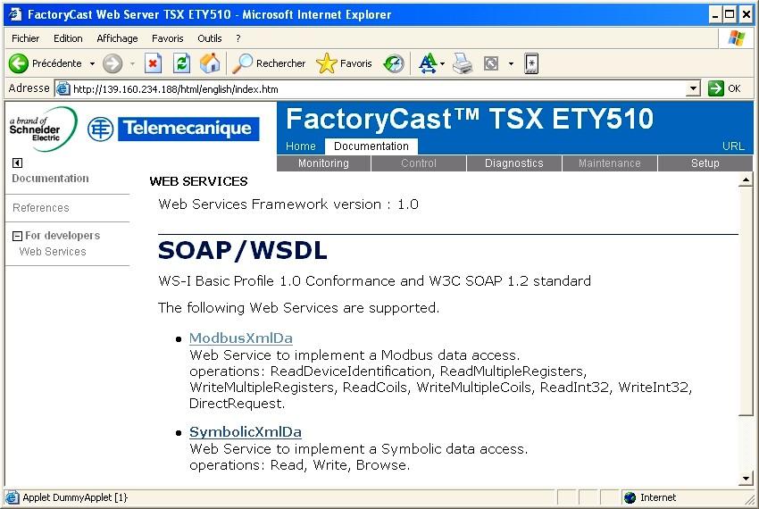 3.2 - IMPLEMENTAZIONE: Hmi Interfaccia WSDL in FactoryCast ModbusXmlDa : ReadDeviceIdentification