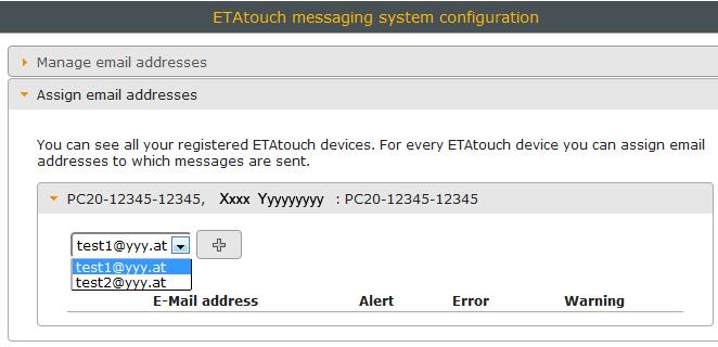 ETAtouch_FUB-Bedienung_2012-03_IT, Technische Änderungen vorbehalten Se lo si desidera, è possibile effettuare una selezione dei messaggi che vengono trasmessi via e-mail.