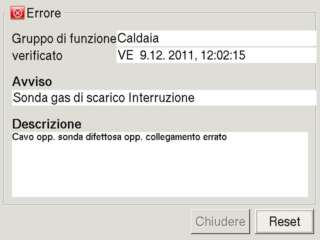 Visualizzazione degli errori Con il tasto si accede all'elenco errori del gruppo di funzione attualmente selezionato.