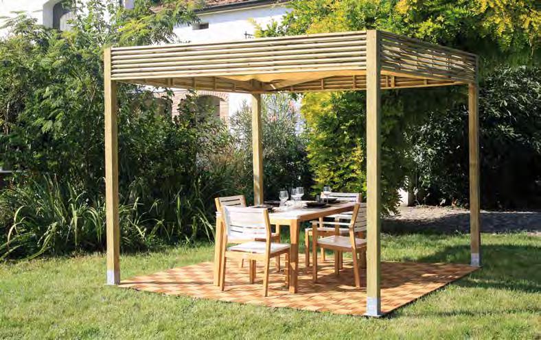 STRUTTURE Pergola Apollo Cod 03400-4 pali bilama xx240 cm Cod 03401-6 pali bilama xx240 cm Velette frangivista h 32 cm, con saette per controvento Telo scorrevole colore total beige con cucitura