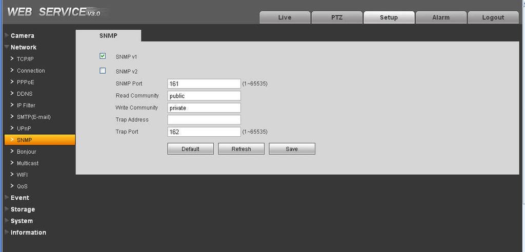 4.2.8 SNMP SNMP consente la comunicazione tra software della stazione di lavoro per la gestione della rete e il proxy del dispositivo gestito.