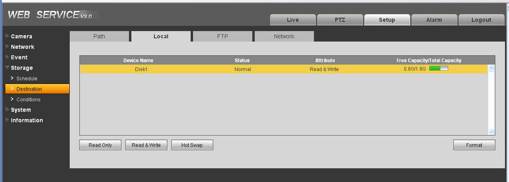 Interfaccia WEB V3 Manuale di istruzioni Nell'interfaccia locale è possibile visualizzare la scheda SD locale o informazioni sul disco.