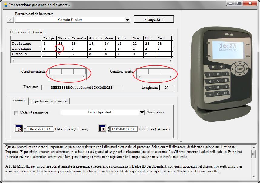 5. Importazione delle presenze da terminali sprovvisti di verso di timbratura E possibile importare le presenze dai rilevatori sprovvisti di verso di entrata/uscita.