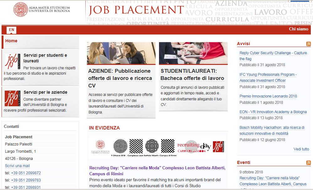 www.jobplacement.unibo.it Graduate programmes, competitions, etc.