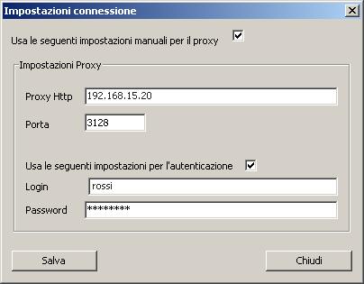 Selezionare all interno del menù File la voce Impostazioni connessione Inserire nei