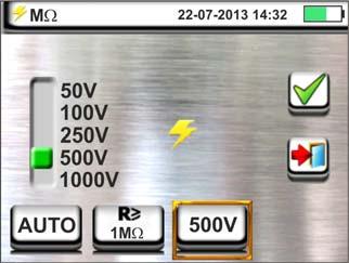 Toccare l icona R xx per impostare il valore limite minimo della resistenza di isolamento su cui lo strumento esegue la comparazione con il valore misurato.