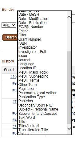 PubMed Selezione campi di ricerca I campi ed i criteri di selezione possono essere impostati