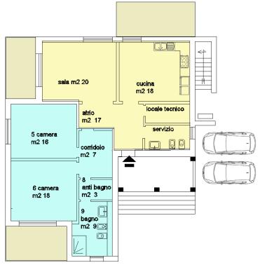 Pompa ad alta efficienza consumo elettrico 5-45 W Zona 1 superficie m2 60 h= 2,7 m Volume 60x2,7=162 W/m3 20 potenzialità complessiva 162 x 20 / 0,85 = 3811 Salto termico andata ritorno 5 C portata