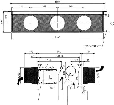 KIT N 2 (accessorio) Plenum raccordo condotte mandata e ripresa LS 65/85 ASPIRAZIONE MANDATA Scatola